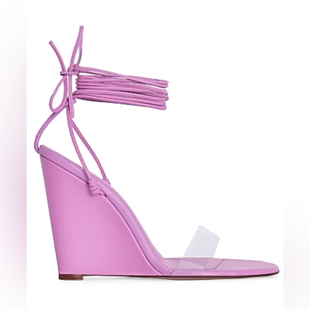 ANDREA WAZEN Clara PVC & Leather Wedge Sandals Lavender Size EUR41/US11
